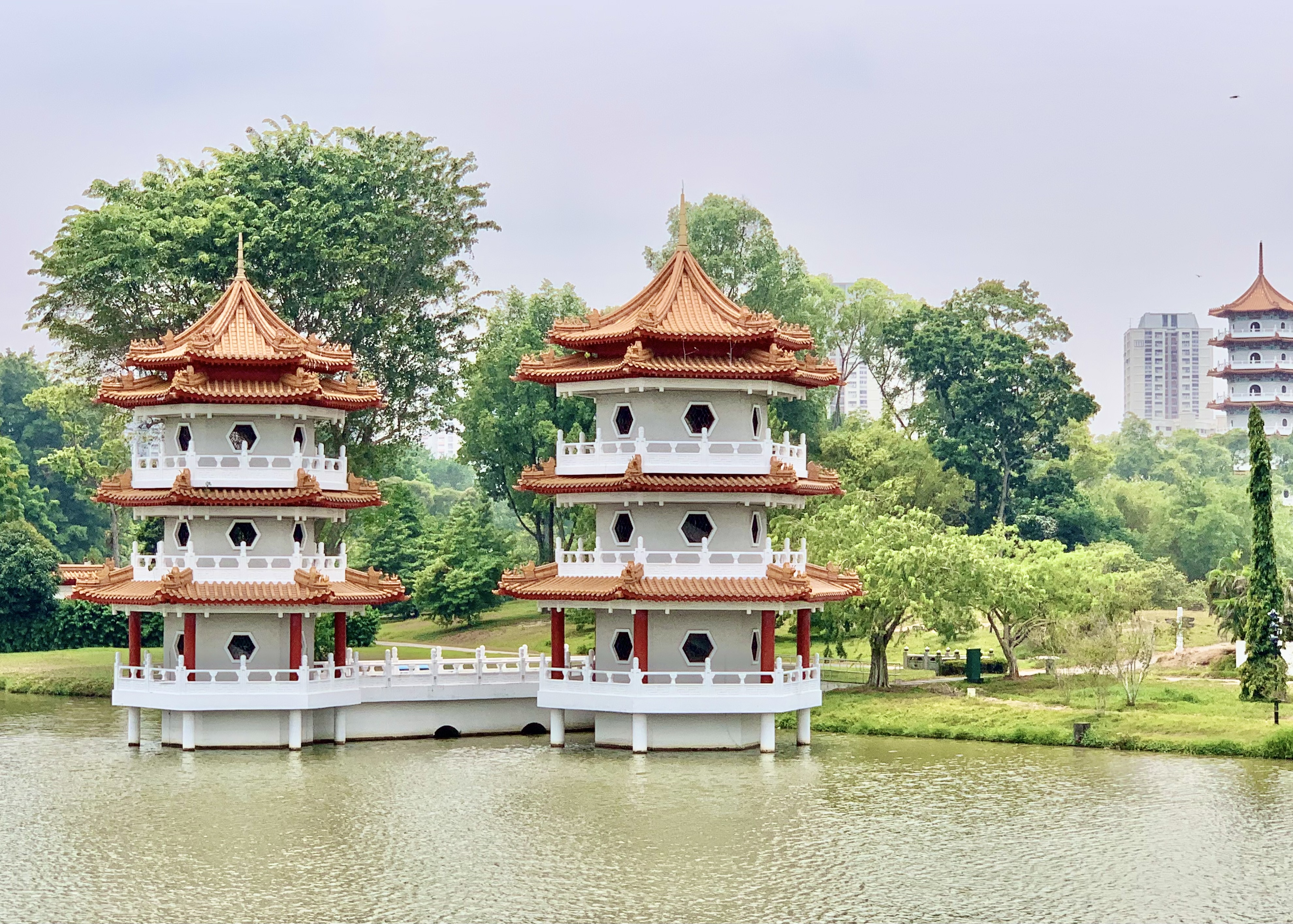 Singapore Chinese Gardens Pagodas in Lake Jurong